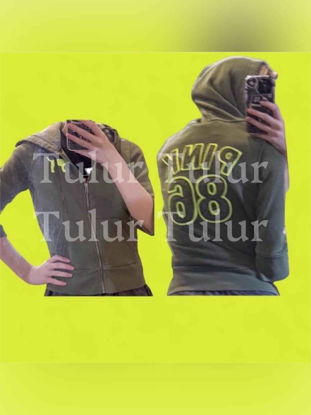 Vintage Y2K VS Pink 2006 Army Green Quarter Sleeve My Favorite Sweats Jacket S